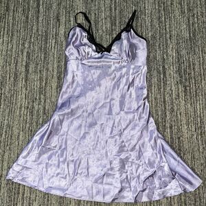 Apt 9 Intimates Womens Small Mini Slip Dress Purple Black Lace Chemise‎ Lingerie